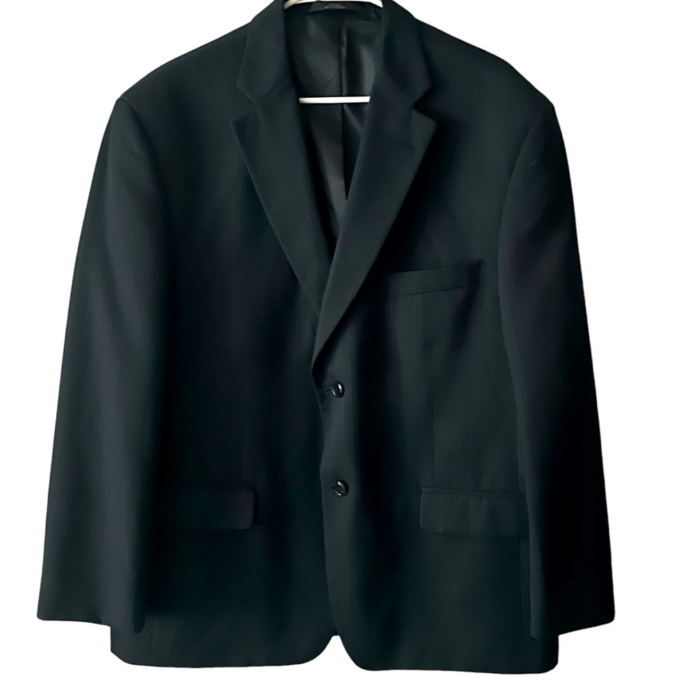 HAGGAR suit jacket black pinstripes fully lined excellent condition